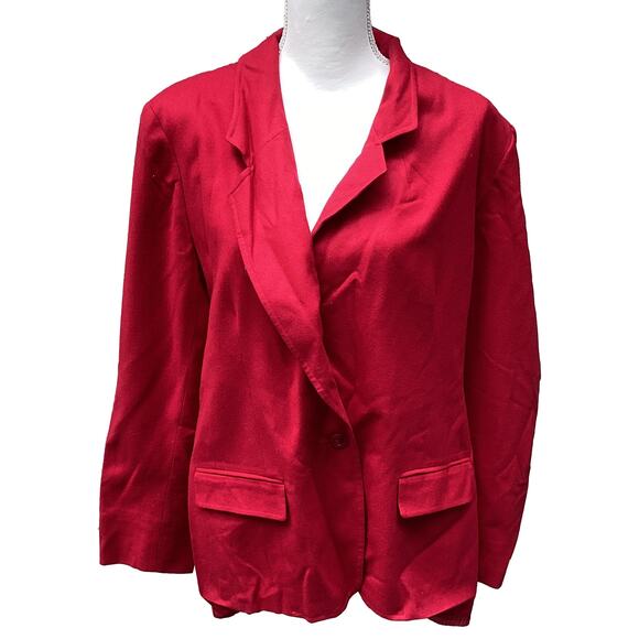 Vintage 1980s Pendleton Wool Blazer Jacket T438-128 Deep Red Women's Size 18/XL - Picture 2 of 8